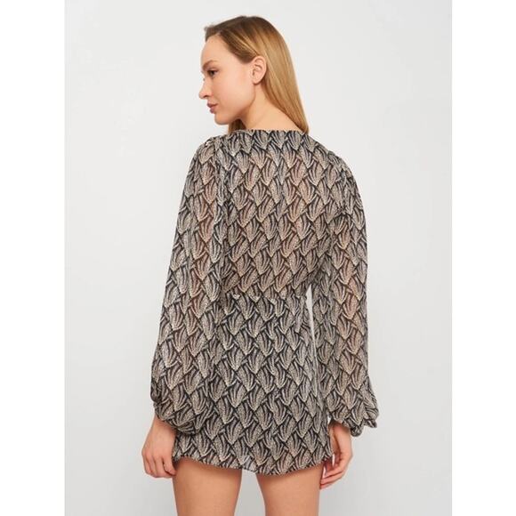 Zara Mini Dress 70s Gray Black Knotted Metallic Thread Draped Large 8677/067 - Picture 13 of 13